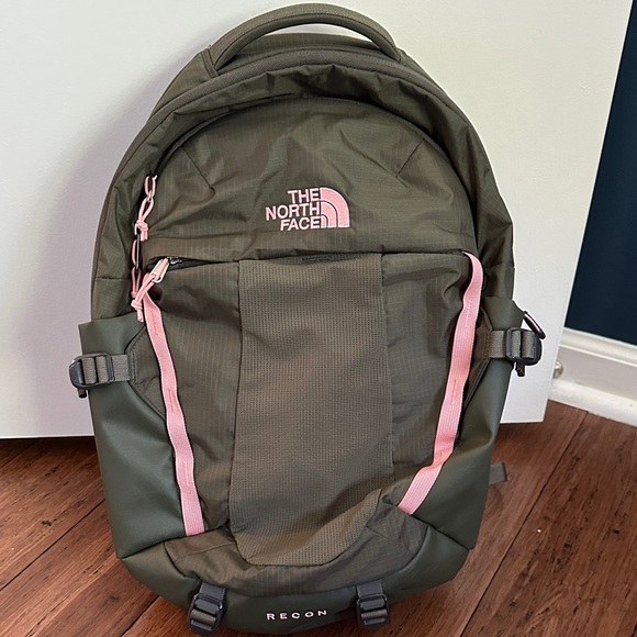 The North Face Green and Pink Backpack - Picture 1 of 5